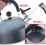 Load image into Gallery viewer, Emeril Lagasse 2.6 Quart/2.5 Liter Whistling Tea Kettle, Stainless Steel Tea Pot for Induction Stove Top, Fast to Boil Water for Home Kitchen Condo, with Ergonomic Cool Folding Grip Handle, Black Comb