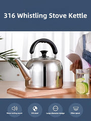 Whistling Stovetop Tea Kettle,Food Grade 316 Stainless Steel,Hot Water Fast to Boil,Stovetop Kettle with Ergonomic Handle,3.1 Quart Capacity