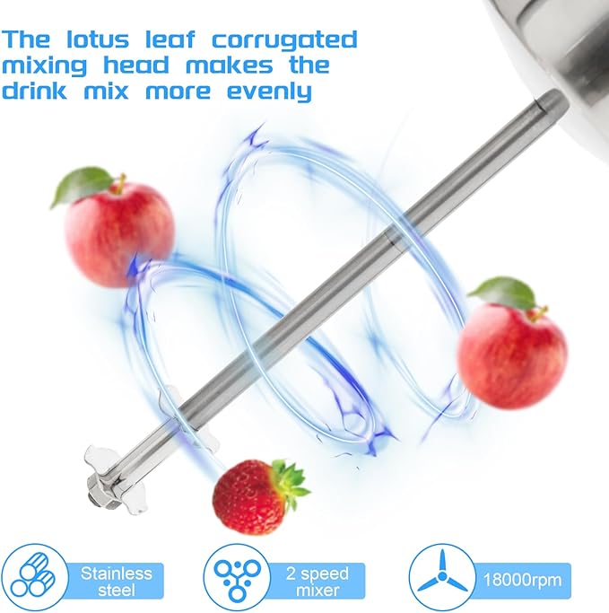 110V 180W 650ML Milk Shaker Mixer Stand Mixer Milkshaker Cocktail Electric Drink Mixer 18000RMP Commercial Stainless Steel Milk Shake Machine (One Head (650ml))