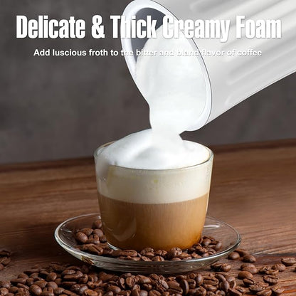 Milk Frother, 4-in-1 Electric Milk Frother and Steamer, Automatic Hot and Cold Foam Maker and Milk Warmer for Coffee, Latte, Cappuccino, Macchiato, Hot Chocolate(Pearl White)