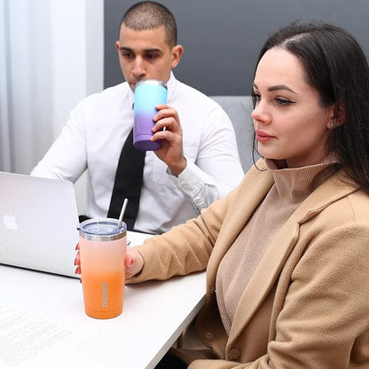 BJPKPK 20oz Stainless Steel Tumbler with Lid, Double Wall Vacuum Coffee Cup, Travel Mug for Ice Drink and Hot Beverage, Insulation Travel Tumbler Cup with Straws,Pink