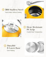 Load image into Gallery viewer, Harriet Tea Kettle Stovetop, 2.5 QT Whistling Stainless Steel Teapot, 3-Layer Base, Unique Ergonomic Handle, Includes Pot Holder &amp; Mat, Electric/Induction/Gas Stovetops Applicable, Yellow