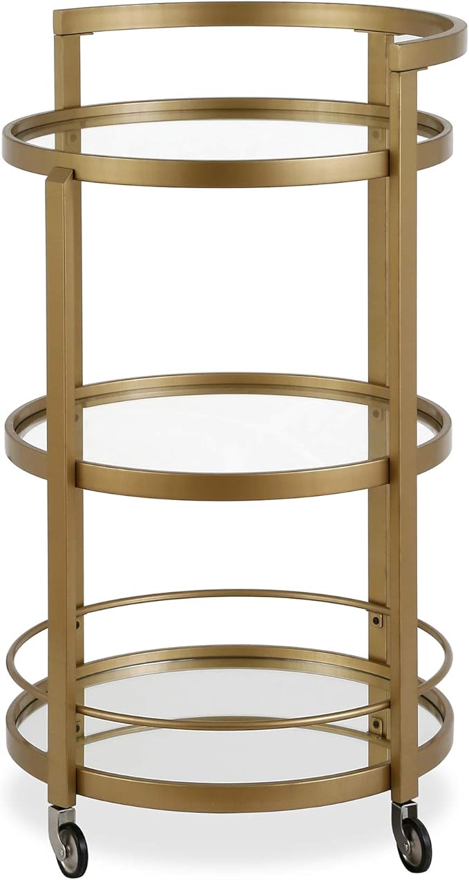 Henn&Hart 21" Wide Round Bar Cart in Brass, Bar Carts for the Home