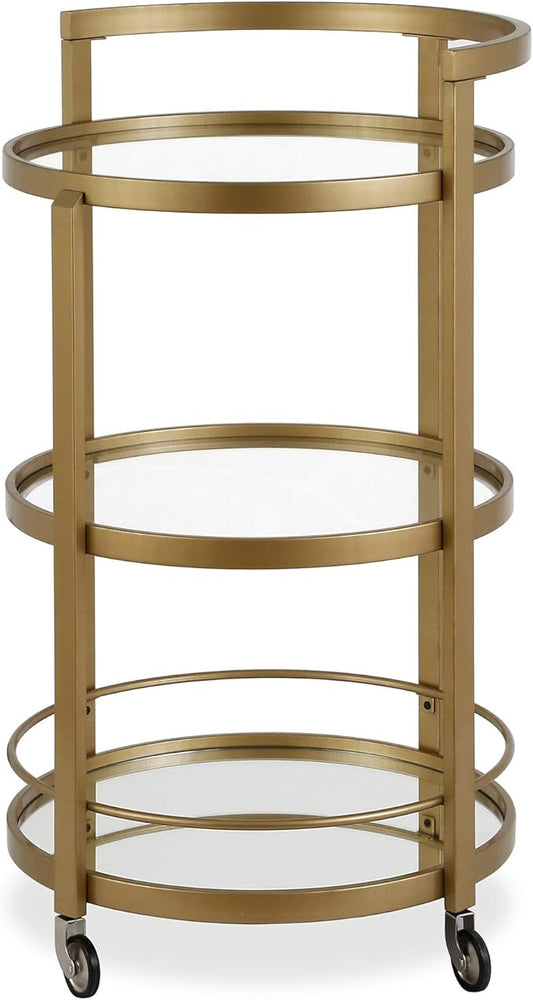 Henn&Hart 21" Wide Round Bar Cart in Brass, Bar Carts for the Home