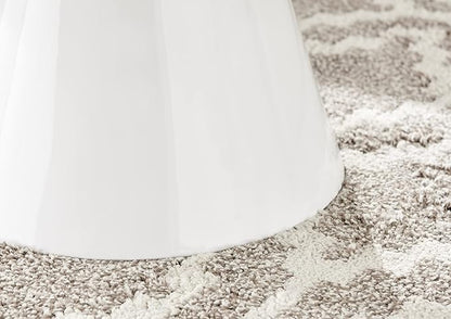 Coffee Table - Palma Round Coffee Table - Contemporary Minimalist Round Coffee Table with Tapered Central Pillar - White High-Gloss Finish - Living Room Furniture