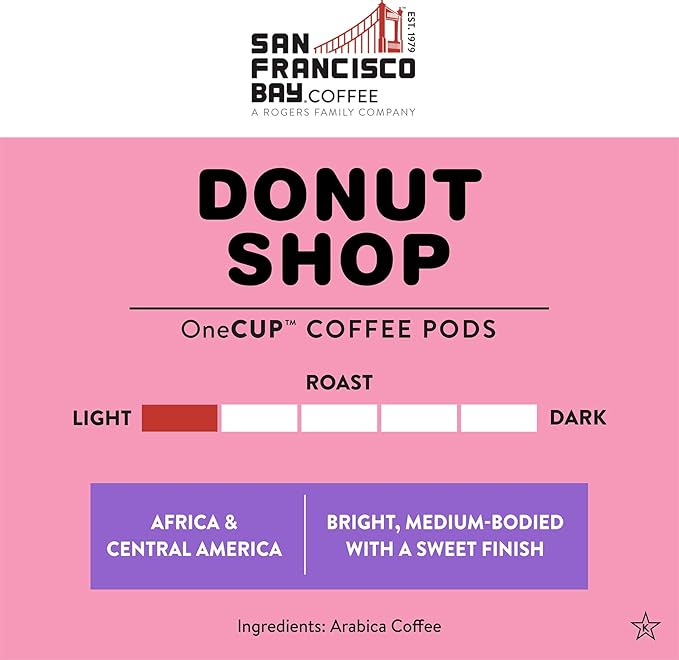 San Francisco Bay Compostable Coffee Pods - Donut Shop (80 Ct) K Cup Compatible including Keurig 2.0, Light Roast