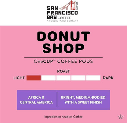 San Francisco Bay Compostable Coffee Pods - Donut Shop (12 Ct) K Cup Compatible including Keurig 2.0, Light Roast