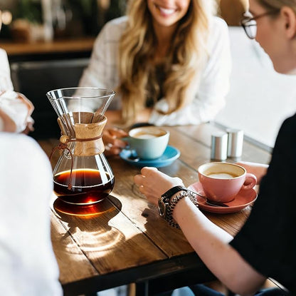 AGOGO Pour Over Coffee Maker Glass - 6/8/10 Cup Barista Kit with 304 Stainless Filter for Home, Office, Camping, Cafes - Easy Clean Coffee Dripper Set (Rag&Brush Included) (8 Cup/28 oz)