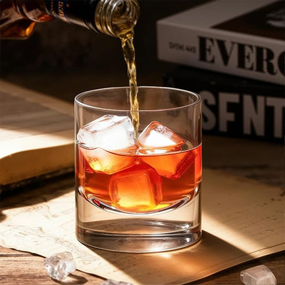 KAMMAK Whiskey Glasses Set of 2, 10.14 oz Old Fashioned Tumbler,Lead-Free Thick Base Crystal Glass with Delicate Rim & Seamless Design for Scotch, Bourbon, Cocktails