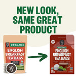 Load image into Gallery viewer, FGO Organic English Breakfast Black Tea, 100 Count, Eco-Conscious Tea Bags, Resealable Bag, Packaging May Vary (Pack of 1)