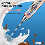 Load image into Gallery viewer, YUSWKO Rose Gold Handheld Milk Frother Wand for Coffee, Rechargeable Electric Whisk with 3 Heads 3 Speeds Drink Mixer Coffee Frother For Latte, Cappuccino, Hot Chocolate, Egg