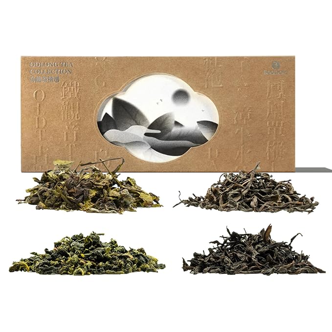 iTeaworld New Chinese Oolong Tea Sampler - 4 Flavors loose leaf Oolong tea Bag Sampler - Chinese Tea With Mediumly Caffeinated, High Mountain Tea, No Sweetener for Health Come with 20 Tea Bags, 3.5oz