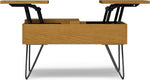 Load image into Gallery viewer, SIMPLIHOME Hunter Lift Top Coffee Table - 32 inch Wide Oak Veneer and Metal Industrial Square Lift Top Cocktail Table in Oak, Living Room Table with Dual Lift Tops, Hidden Storage and Hairpin Legs