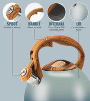 Tea Pot, 3.2Qt Tea Kettle Stovetop, Food Grade Stainless Steel Tea Kettle,Suitable for Various Heat Sources,One-Button Switch (Grayish Blue Gradient)