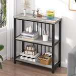 Load image into Gallery viewer, FOLUBAN 3 Tier Bookshelf, Short Bookcase for Small Space, Modern Wooden and Metal Book Shelf for Living Room Bedroom Office (Light Grey Oak)