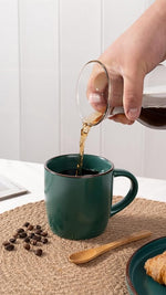 Load image into Gallery viewer, famiware Mercury Coffee Mugs 13 oz, Coffee Mugs Set of 6 with Handle, Cups for Latte, Hot Tea, Cappuccino, Mocha, Cocoa, Dark Green