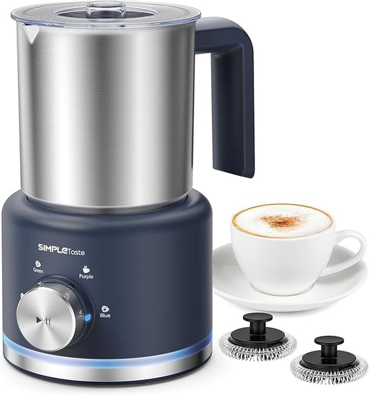 SIMPLETASTE Milk Frother, 4 in 1 Electric Milk Steamer, 16.91oz/500ml Automatic Warm and Cold Foam Frother for Coffee, Latte, Macchiato, Cappuccino, Hot Chocolate