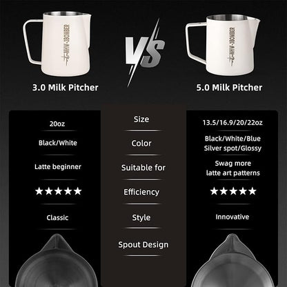 MHW-3BOMBER Espresso Steaming Pitcher Milk Frothing Pitcher Stainless Steel Milk Coffee Cappuccino Latte Art Barista Cup 16.9oz/500ml (Matte Black) P5032B-OS