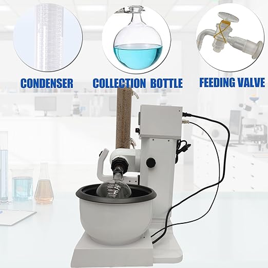 TECHTONGDA Rotary Evaporator with Automatic Lifting, 2L Lab Vacuum Evaporator, Laboratory Equipment Kit with Temperature LCD Display, Rotation Speed 20-200 RPM