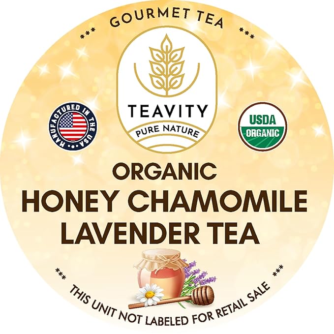 Organic Chamomile and Lavender Tea Pods for Keurig - Decaffeinated Tea for Keurig K Cups - Honey Chamomile Lavender by Teavity (24 Tea Pods)
