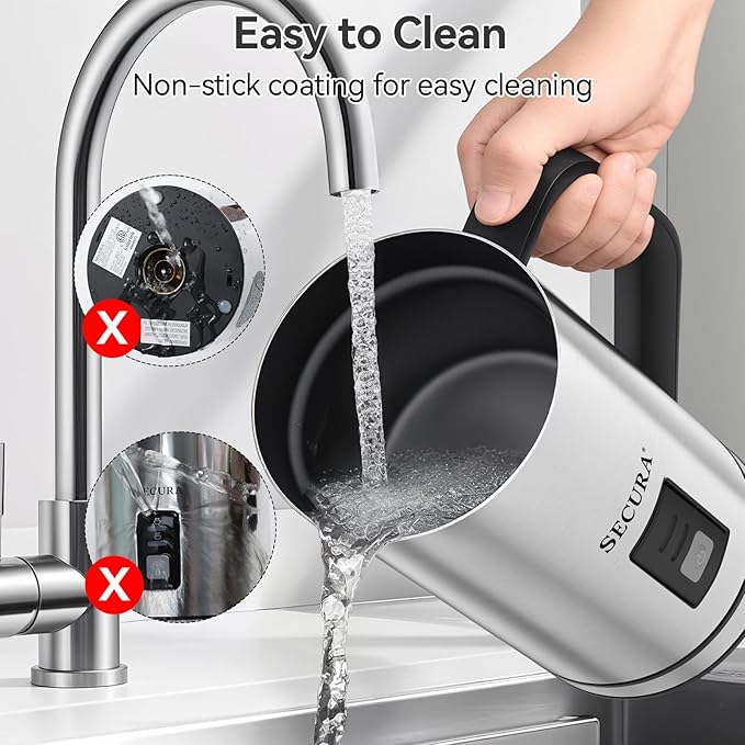 Secura Milk Frother, Electric Milk Steamer Stainless Steel, 16.9oz/500ml Automatic Hot and Cold Foam Maker and Milk Warmer for Latte, Cappuccinos, Macchiato, 120V