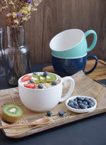 Load image into Gallery viewer, Sweese Porcelain 22oz Large Coffee Mugs Set of 4, Large Soup Mug with Handles Perfect for Coffee, Tea, Hot Chocolate, Microwave Safe, White