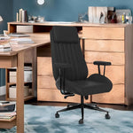 Load image into Gallery viewer, Plus Size Leather Desk Chair, Vintage Executive Office Chair with Wheels and Arms, Height Adjustable Mid Century Desk Chair (Black)