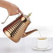 SANQIAHOME 1.8L(60oz) Stainless Steel Hammer Patterned Teapot With Removeable Infuser,Loose leaf cover,Copper
