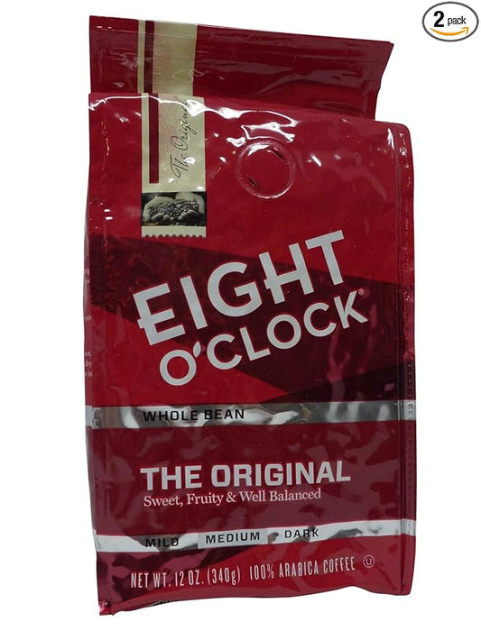 Eight O'clock Coffee, Original Whole Bean, 12-ounce Bag (Pack of 2)