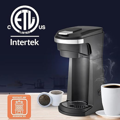 NEWHOUSE Single Serve Coffee Maker compatible with K-cups Water Reservoir, Versatile Ground Coffee & K-Cup Compatibility, Adjustable Tray for Travel Mugs