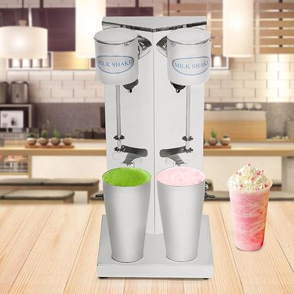 Electric Milkshake Maker Machine, 180W 2-Speed Double Head Milk Shake Mixer Machine with 27oz Stainless Steel Mixing Cup, Commercial Milkshake Blender & Drink Mixer for Home or Business