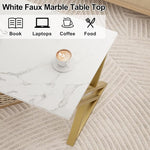 Load image into Gallery viewer, Coffee Table Living Room Table White Center Table, Simple Modern Faux Marble Rectangular Tea Tables with Sturdy Gold Metal Frame,Industrial Wooden Coffee Table for Bedroom Home Office