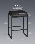 Load image into Gallery viewer, VASAGLE EKHO Collection - Bar Stools Set of 2, Counter Height Bar Stools, Synthetic Leather with Stitching, Mid-Century Modern Counter Stools, 26-Inch Tall, Kichen Home Bar Dining Room, Ink Black