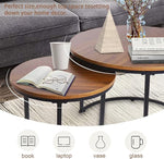 Load image into Gallery viewer, aboxoo Coffee Table Nesting Side Round Set of 2 End Table Top Sturdy Metal Frame Desk Centerpiece Living Room Bedroom Apartment Modern Industrial Simple Nightstand