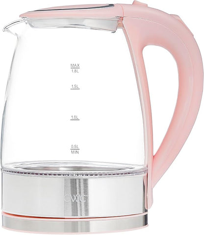 COOK WITH COLOR Electric Tea Kettle, 1.8L Cordless Hot Water Boiler, 1200W Rapid Boil, Auto Shutoff & Boil Dry Protection, BPA-Free, Sleek Countertop Design, Blush