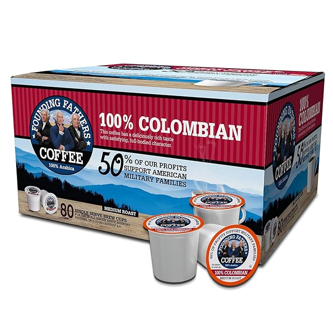Founding Fathers Coffee, Colombian Single Serve 80 Count (Compatible with Keurig 2.0)