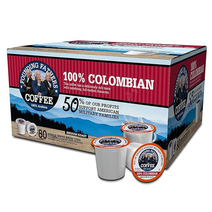 Founding Fathers Coffee, Colombian Single Serve 80 Count (Compatible with Keurig 2.0)