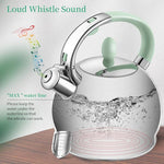 Load image into Gallery viewer, Tea Kettles Stovetop, 2.64 Quart Induction Whistling Tea Kettles Food Grade Stainless Steel Teapots with Cool Touch Handle Mint Green
