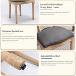 Load image into Gallery viewer, French Country Dining Chairs Set of 4, Vintage Wooden Dining Chairs with Fabric Upholstered Seat&amp;Rattan Oval Backrest,Solid Wood Legs&amp;Frame, Farmhouse Kitchen&amp;Living Room Chairs(Gray,4 Pcs)