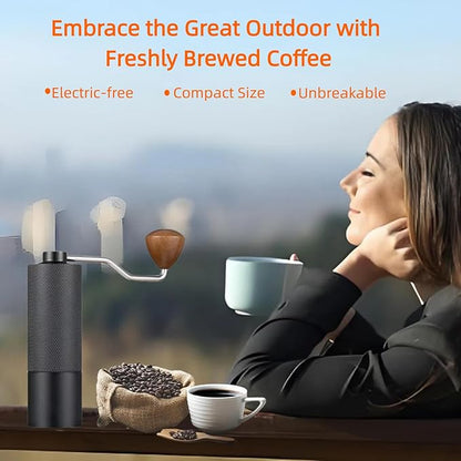 Manual Coffee Grinder Hand Adjustable Burr Conical Stainless Steel Grinder Portable Mill Faster Grinding for Espresso Pourover Frenchpress Moka Americano for Office Home Traveling Camping