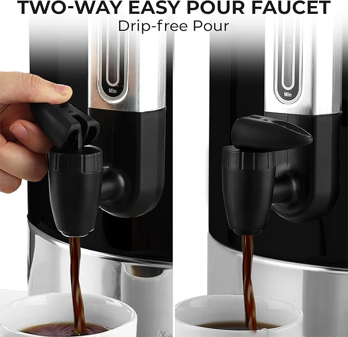 Zulay Commercial Coffee Maker Machine Urn - Large Percolator Pot Dispenser With Double-Wall Stainless Steel, Quick Brew, Stays Hot - Also for Water, Tea, Beverage at Events & Catering - 50 Cup Black