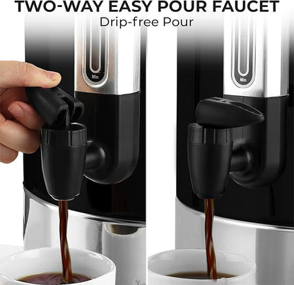 Zulay Commercial Coffee Maker Machine Urn - Large Percolator Pot Dispenser With Double-Wall Stainless Steel, Quick Brew, Stays Hot - Also for Water, Tea, Beverage at Events & Catering - 50 Cup Black