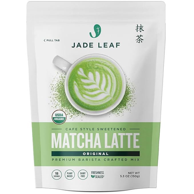 Jade Leaf Matcha Organic Café Style Sweetened Matcha Latte Premium Barista Crafted Mix - Original - Authentically Japanese (5.3 Ounce Pouch)