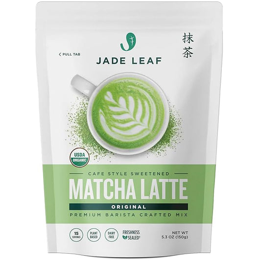 Jade Leaf Matcha Organic Café Style Sweetened Matcha Latte Premium Barista Crafted Mix - Original - Authentically Japanese (5.3 Ounce Pouch)