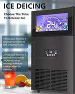 Load image into Gallery viewer, Commercial Ice Maker Machine 𝟏𝟕𝟎 𝐋𝐛𝐬/𝐃𝐚𝐲, Undercounter Ice Makers 40Lbs Storage Bin and 63 Ice Trays, Outdoor Ice Maker Brushed Metal with Water Line, Ice Scoop, for Home, Bar, Party