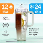 Load image into Gallery viewer, 40 oz Tumbler With Handle and Straw Made of Stainless Steel - Double Wall Vacuum Insulated Tumbler With Lid - Sweat Proof Easy Grip, BPA-Free, Dishwasher Safe Tumbler (Sea Sage)