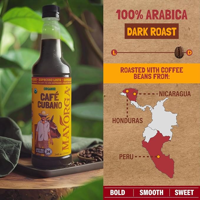 Mayorga Espresso Listo – Organic Espresso Ready-to-Drink Coffee, 24.35 fl oz Bottle, Bold Smooth Flavor, Cold Brew Style, Barista-Quality, Sustainably Sourced