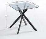 Load image into Gallery viewer, Modern Style Square Side Table with Grey Tempered Glass Top and Black Metal Tubular Legs with Gold Rim 20”Dx20”Wx22”H