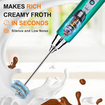 Load image into Gallery viewer, YUSWKO Handheld Milk Frother for Coffee, Rechargeable Drink Mixer with 3 Heads 3 Speeds Electric Coffee Frother For Latte, Cappuccino, Hot Chocolate, Egg