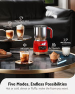 Load image into Gallery viewer, Hazel Quinn Milk Frother - Milk Steamer with Adjustable Temperature &amp; Foam Thickness, Dishwasher Safe, Detachable Base, for Latte/Cappuccino/Hot Chocolate, Cold Foam, 400ML (13.5OZ) - Ruby Red